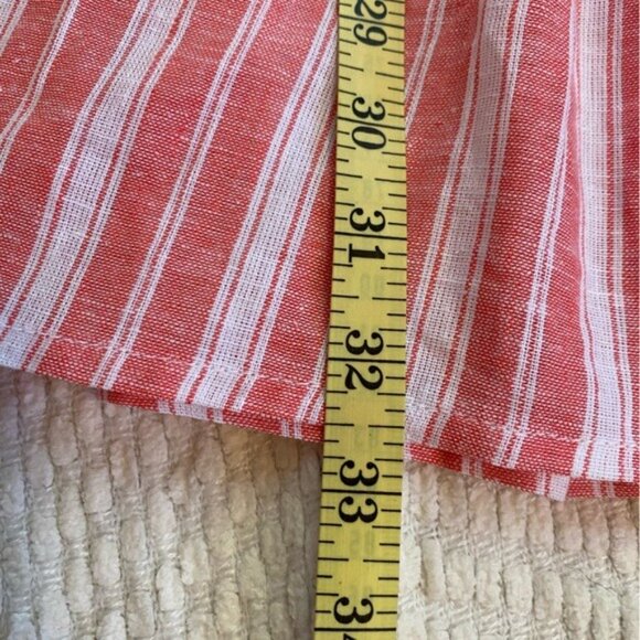 Terra & Sky Women's Square Neck Linen Blend Tunic Top In Coral & White Size 0X - Picture 5 of 6